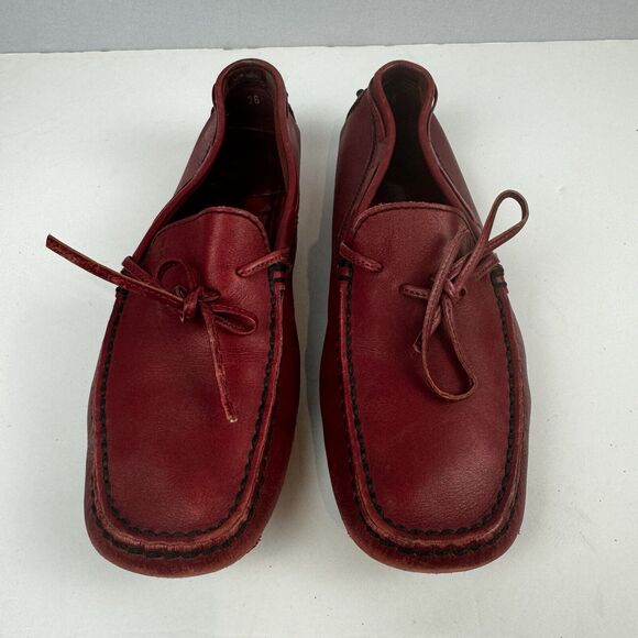 Tod's Ferrari Red Leather Driving Moccasins Size 6 / EU 36 Made in Italy Classic - Picture 9 of 13